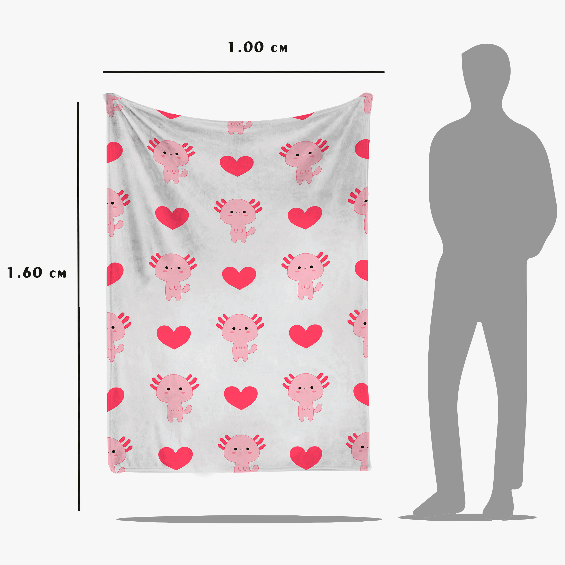 Cobija Manta Frazada Diseño de Patrón de Ajolote con Temática de Corazones Ultra Suave y Ligera de Alta Calidad