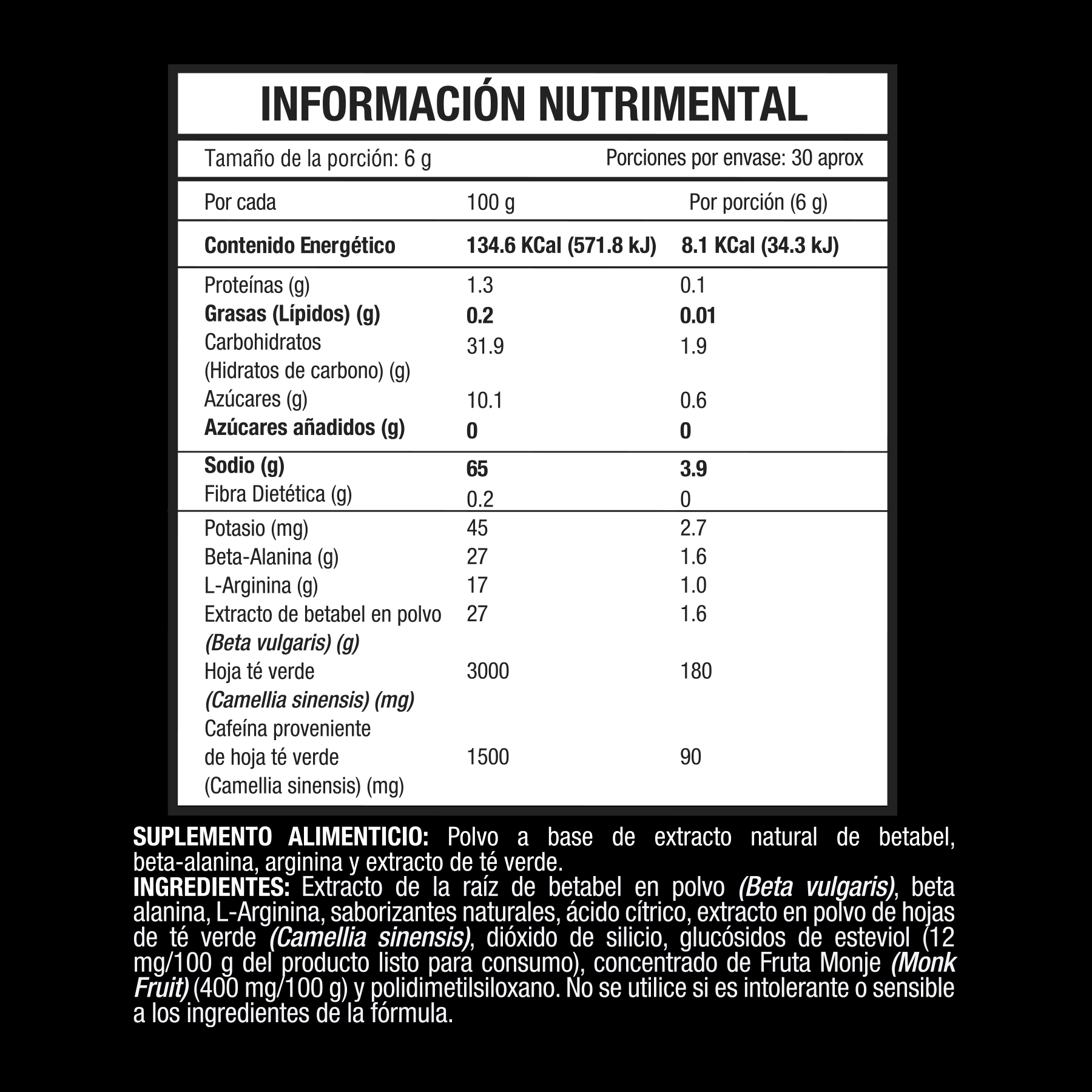 Firenox Pre Entreno Natural Ponche 180gr, Energía Sostenida, Amigable con el sueño 