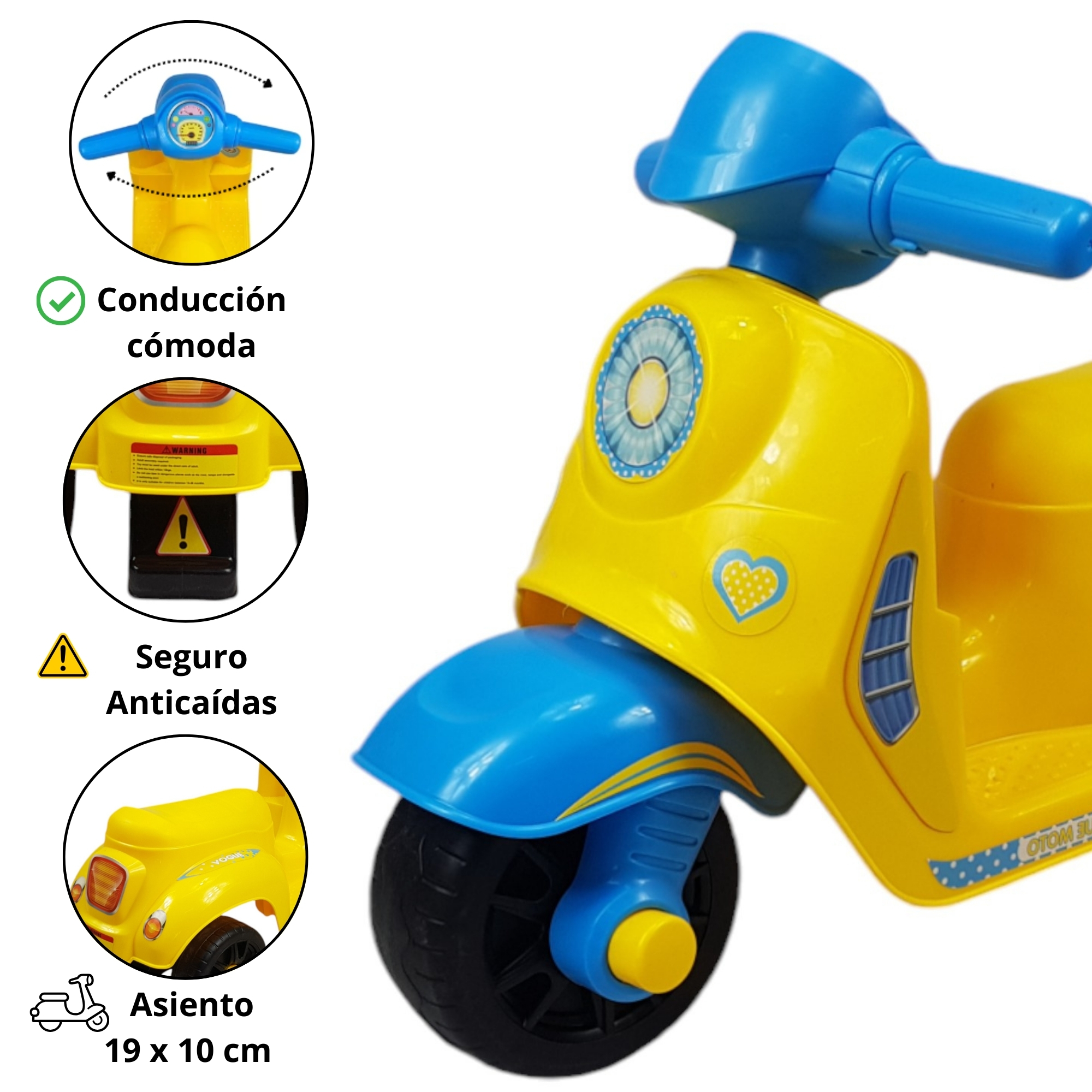 Montable Correpasillos para Niños Juguete de Equilibrio Moto - Amarillo