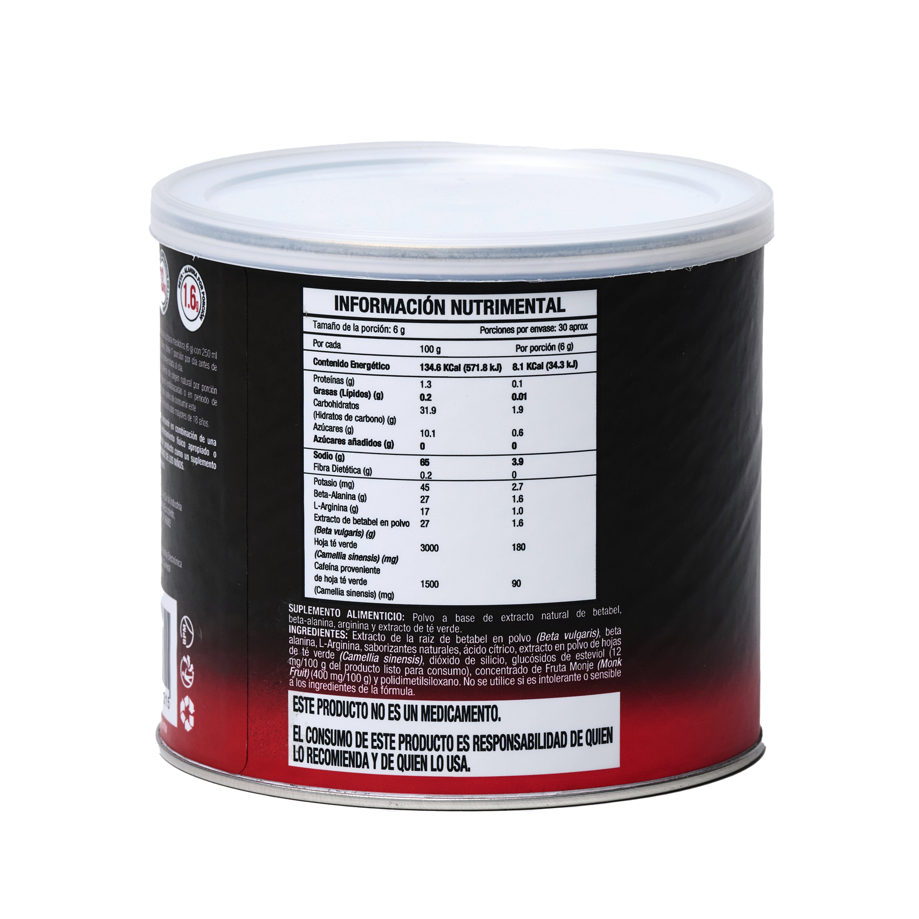 Firenox Pre Entreno Natural Ponche 180gr, Energía Sostenida, Amigable con el sueño 
