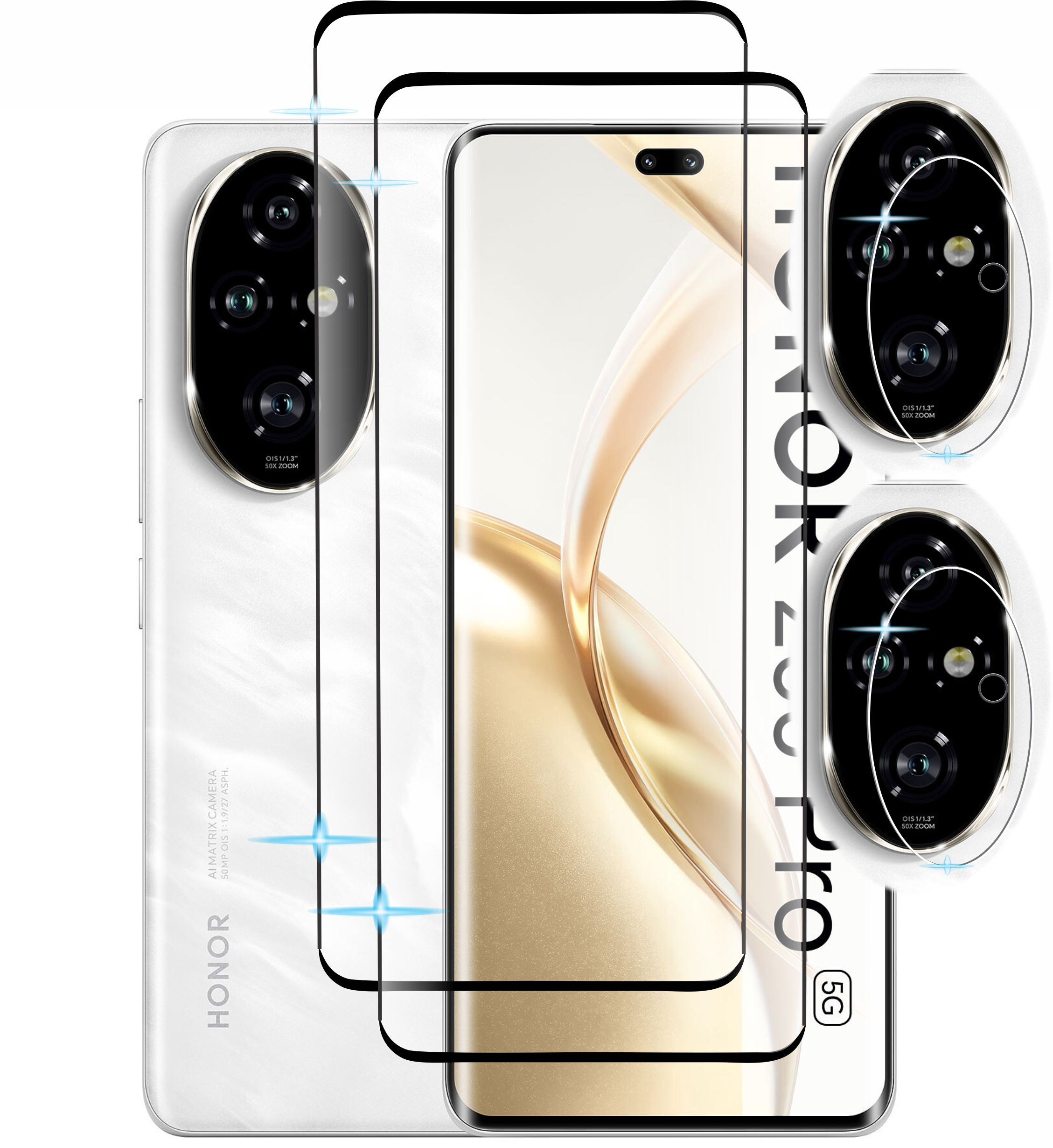 4 En 1 Cristal Templado Para Honor 200 Pro + Micas Camaras