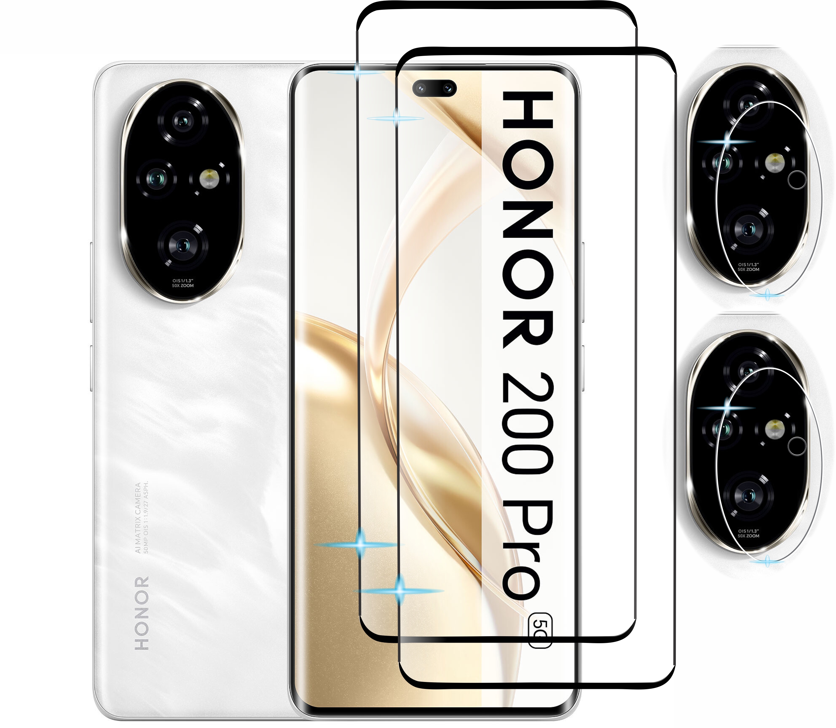 4 En 1 Cristal Templado Para Honor 200 Pro + Micas Camaras