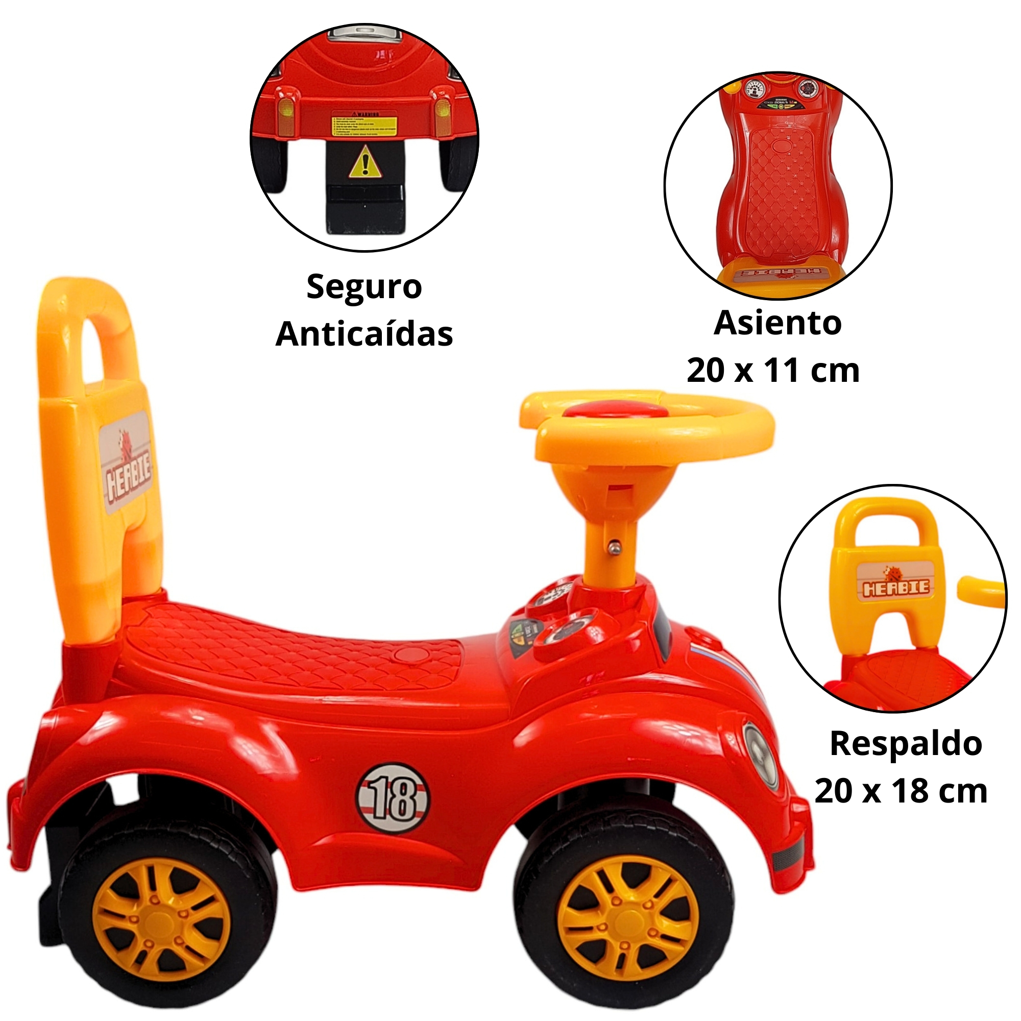Montable para Niños Vocho Carrito Correpasillos de 51 cm - Rojo