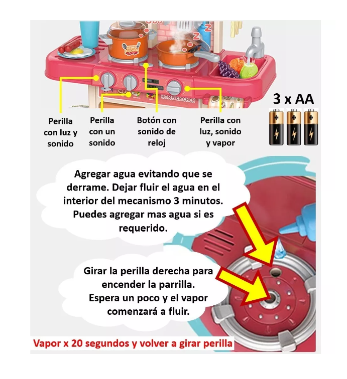 Cocina De Juguete Cocinita Chef Infantil Desarrollo Niñas T