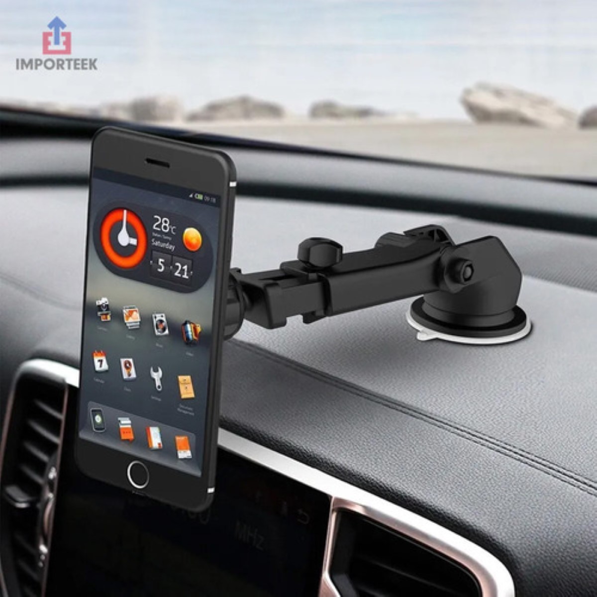 Soporte Base Celular Auto Tablero Ventosa Magnetico Iman 360 negro