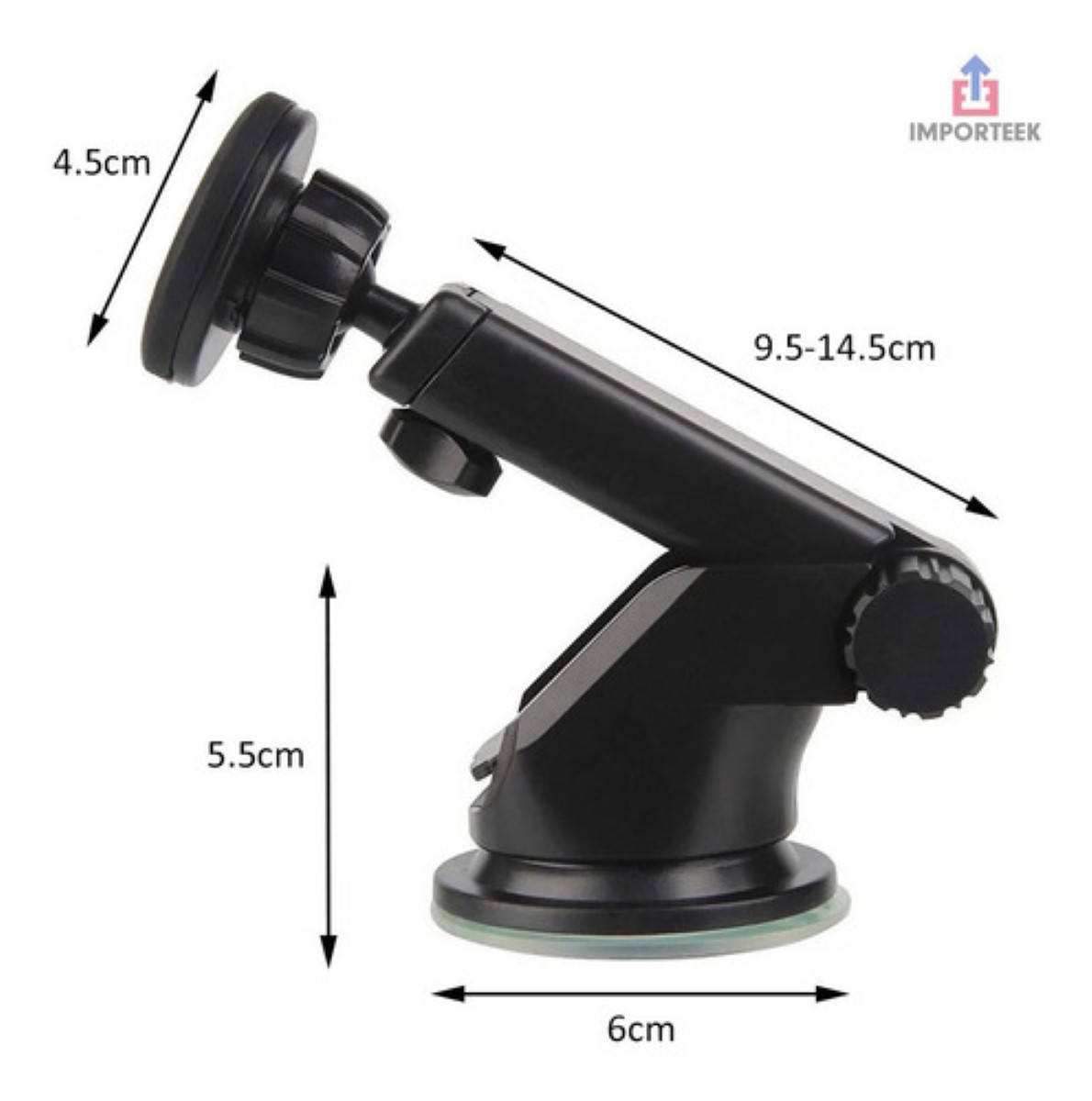 Soporte Base Celular Auto Tablero Ventosa Magnetico Iman 360 negro