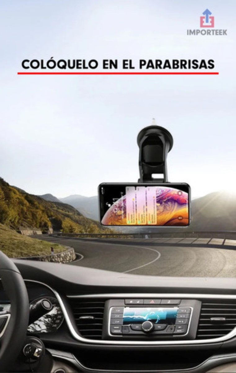 Soporte Base Celular Auto Tablero Ventosa Magnetico Iman 360 negro