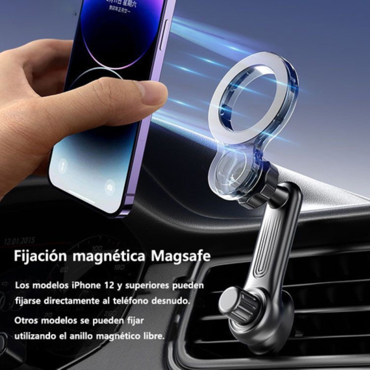 Soporte Magnético Celular Para Auto Magsafe Giratorio negro