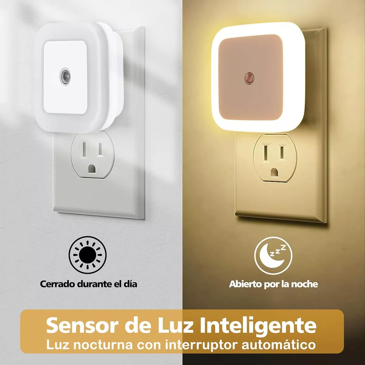 Kit 6 Luces De Noche Led Con Sensor De Luz De Descanso Calienta la luz