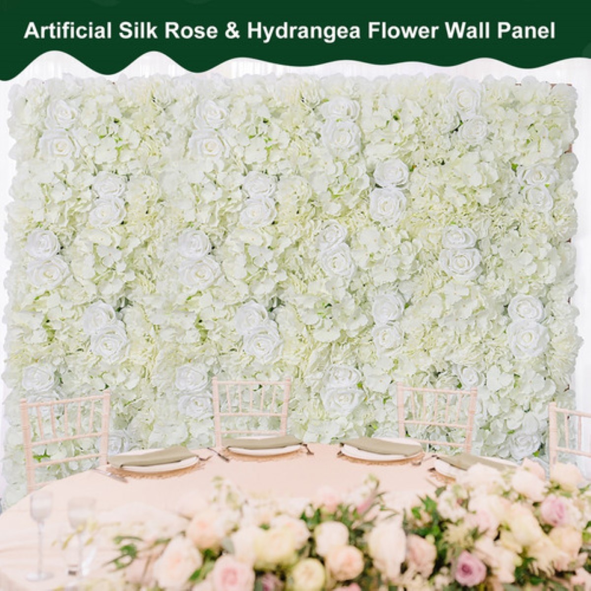 12 Panel De Flores Artificiales Muro Decorativos Rosas Pared blanco
