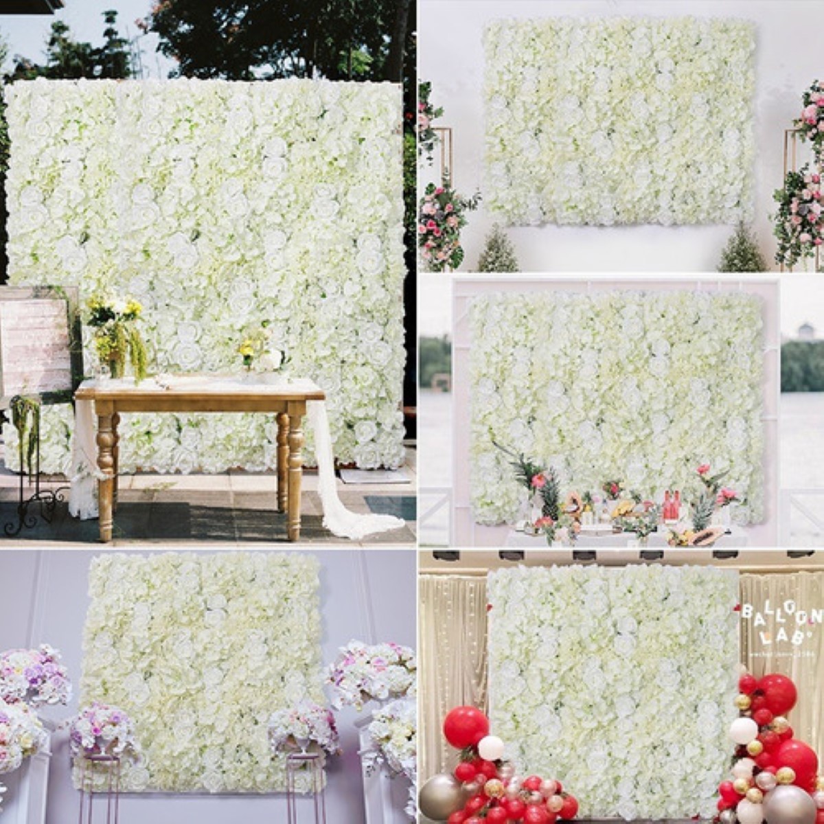 12 Panel De Flores Artificiales Muro Decorativos Rosas Pared blanco