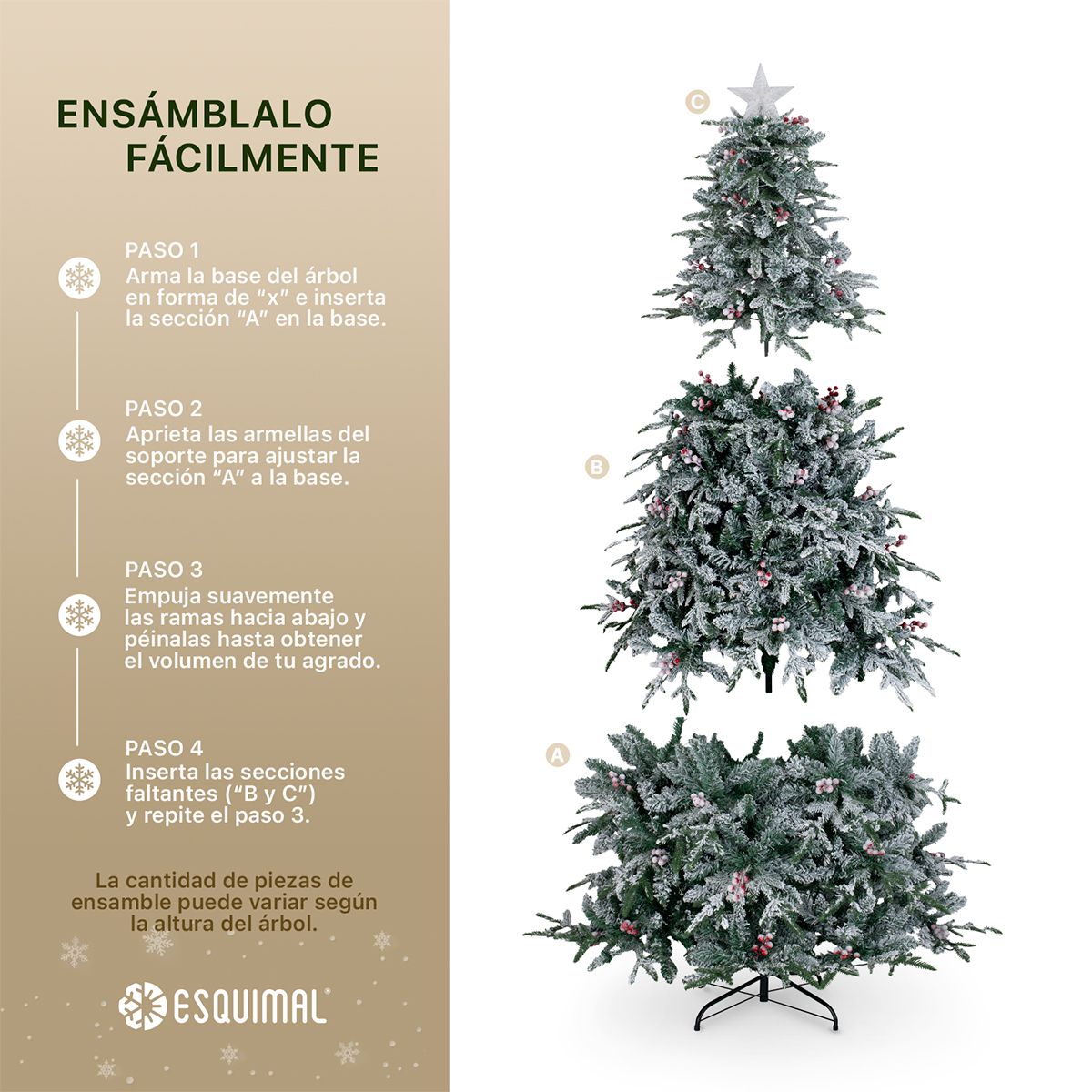 Árbol de Navidad Nevado con Luz Led Bayas y Estrella 1.8m Pino Navideño con Nieve Artificial Verde para ESQUIMAL