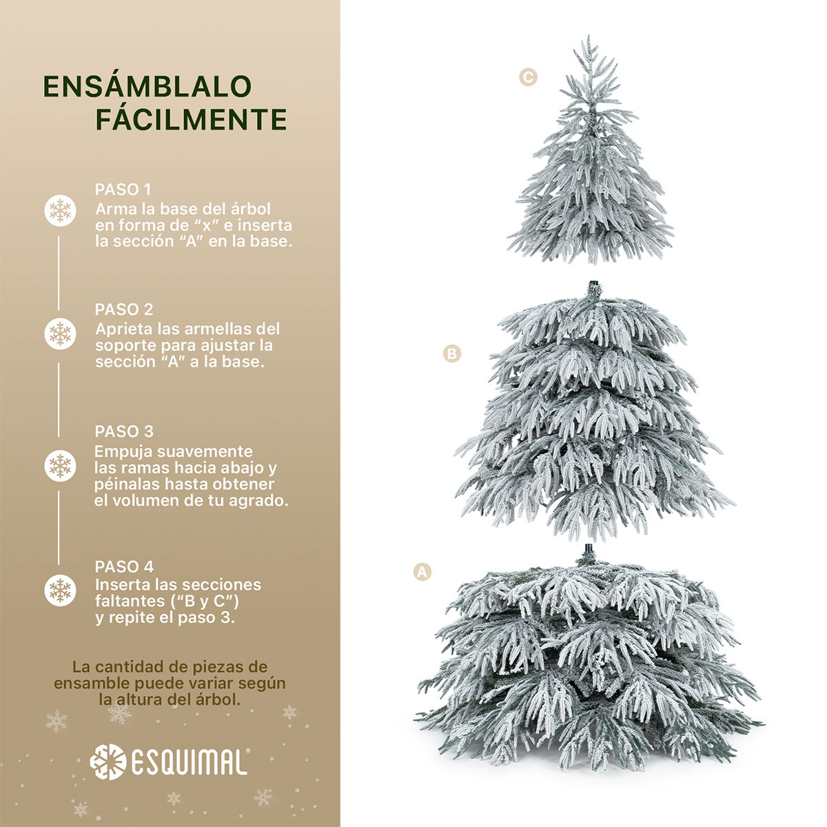  Árbol de Navidad Premium Nevado con Ramas Mixtas 2.50 m 1405 Ramas – Verde Para ESQUIMAL
