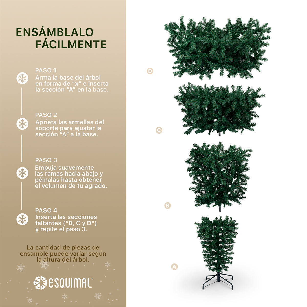 Árbol de Navidad Invertido Pino Navideño de 2.2m - Verde Para ESQUIMAL
