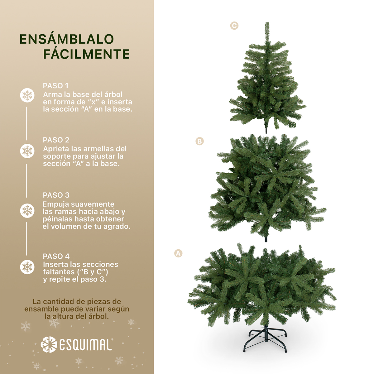 Árbol de Navidad Pino Navideño 2.2m 1300 Ramas - Verde oliva para ESQUIMAL.
