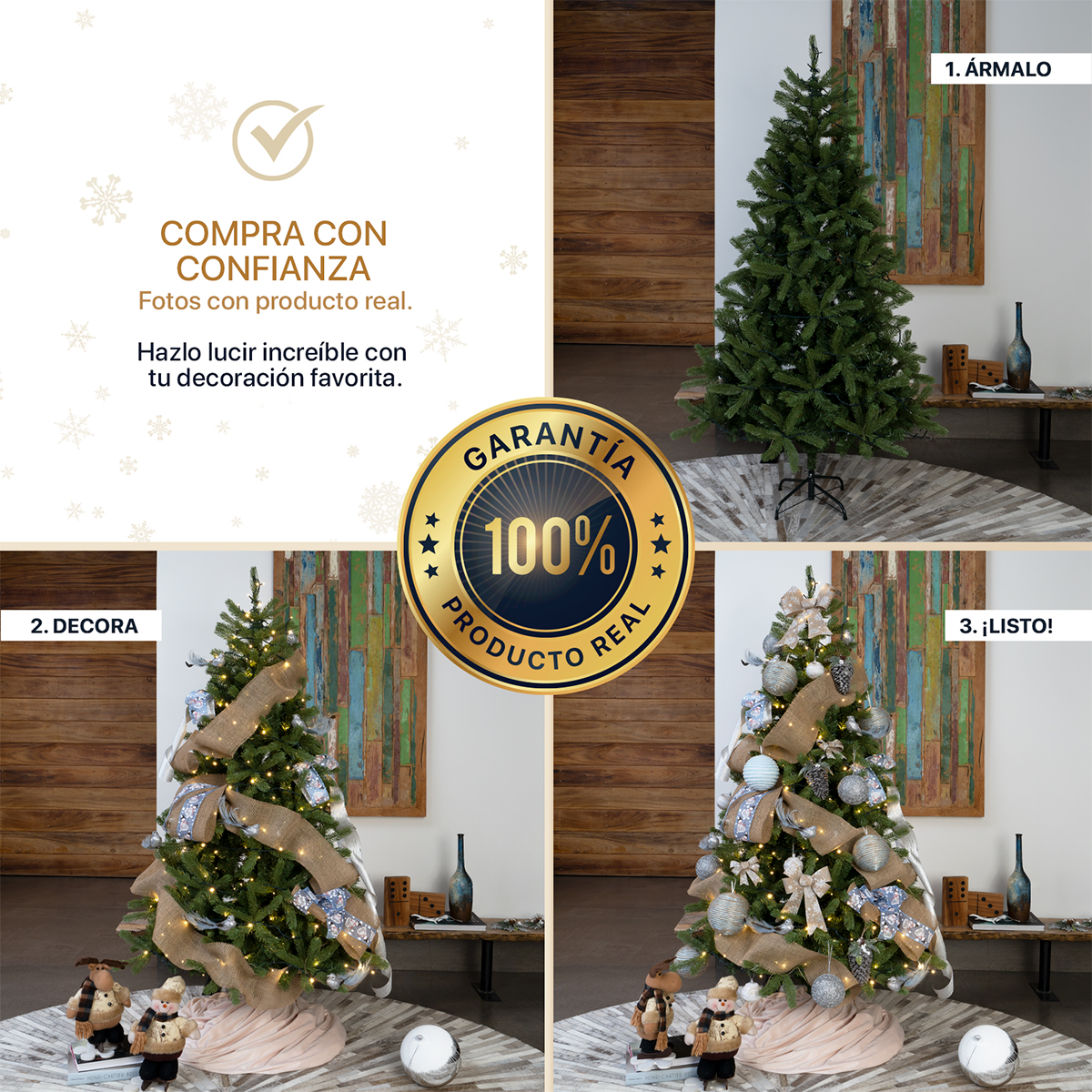Árbol de Navidad Pino Navideño 2.2m 1300 Ramas - Verde oliva para ESQUIMAL.