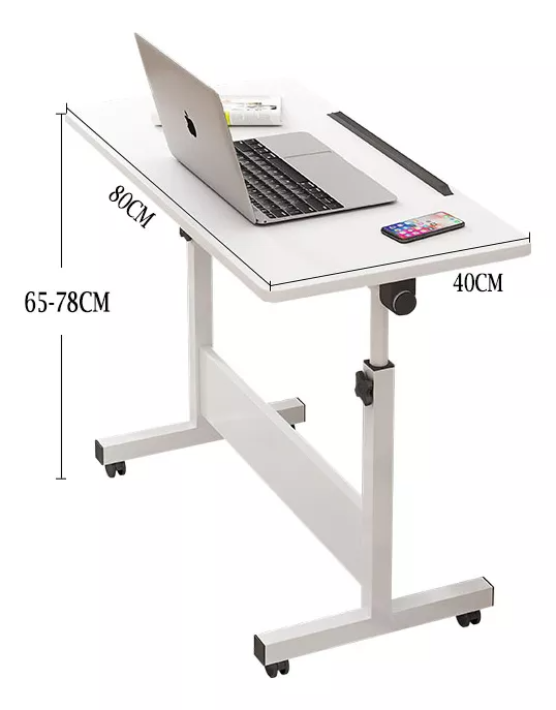 Mesa Rectangular Móvil Con Altura Regulable P/laptop 80×40cm