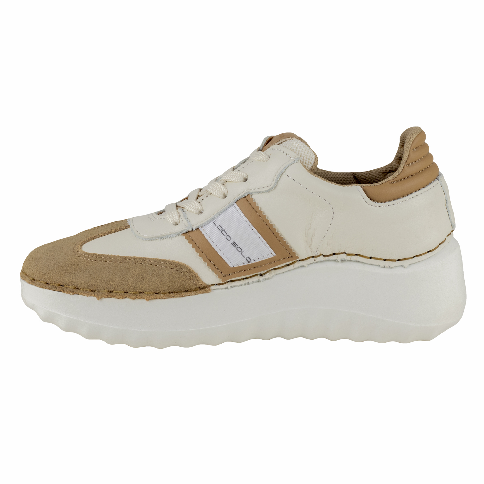 Tenis Mujer Plataforma Lobo Solo De Piel 4808 Marfil Agujeta
