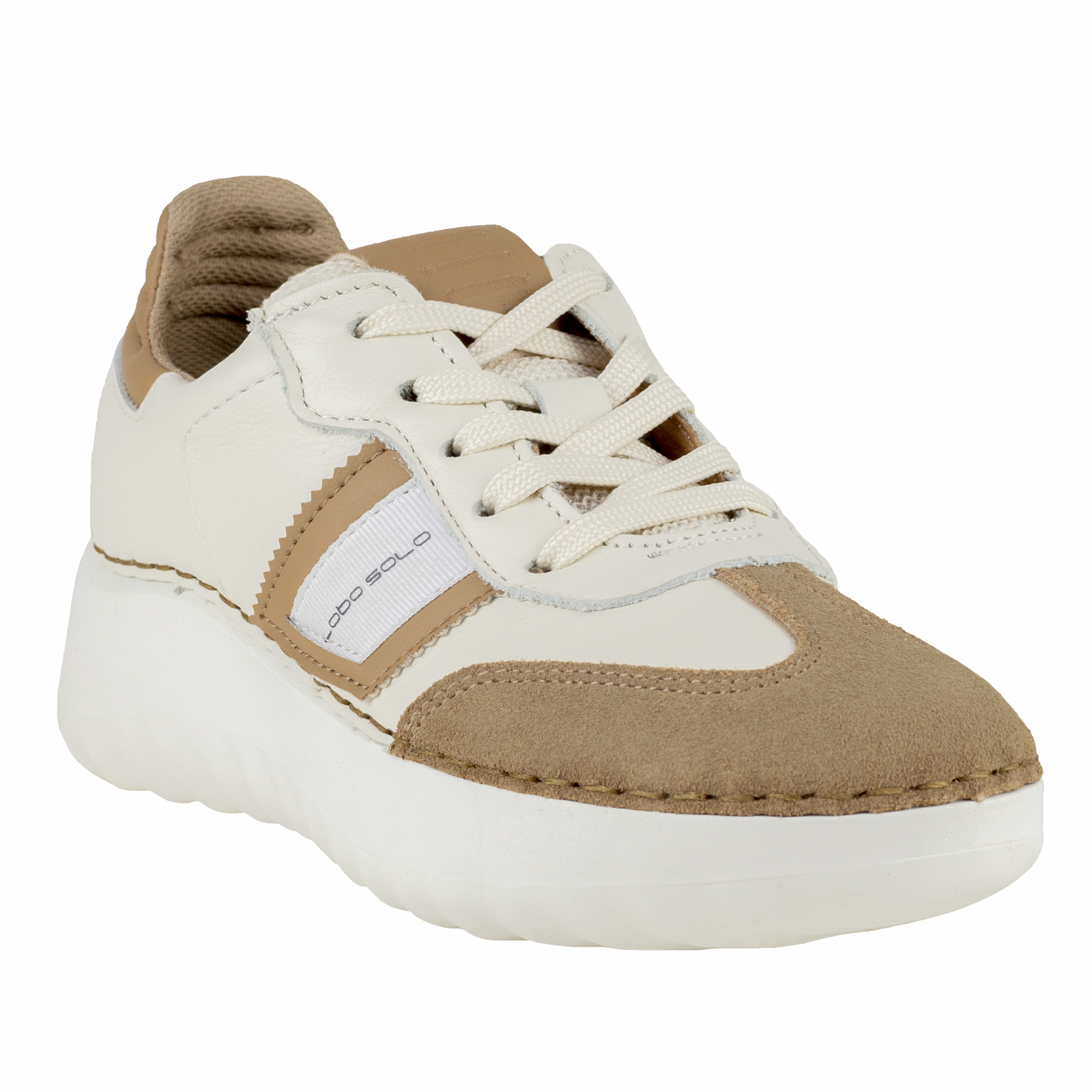 Tenis Mujer Plataforma Lobo Solo De Piel 4808 Marfil Agujeta