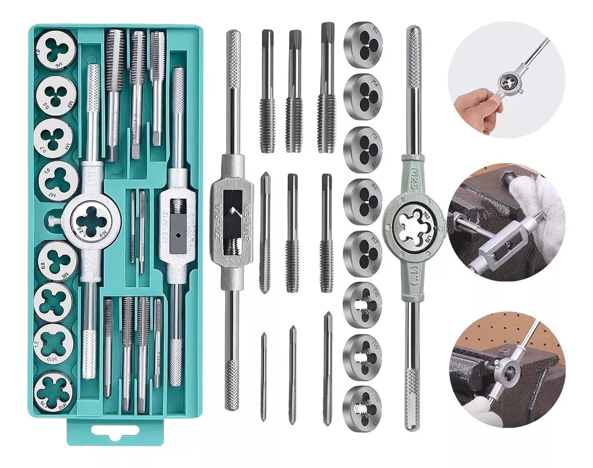 Kit De 20 Machuelos Con Maneral Broca Tipo Matraca Ajustable