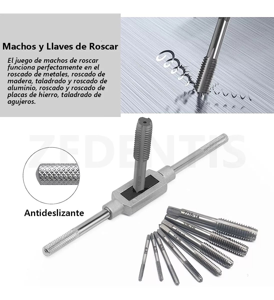 Kit De 20 Machuelos Con Maneral Broca Tipo Matraca Ajustable