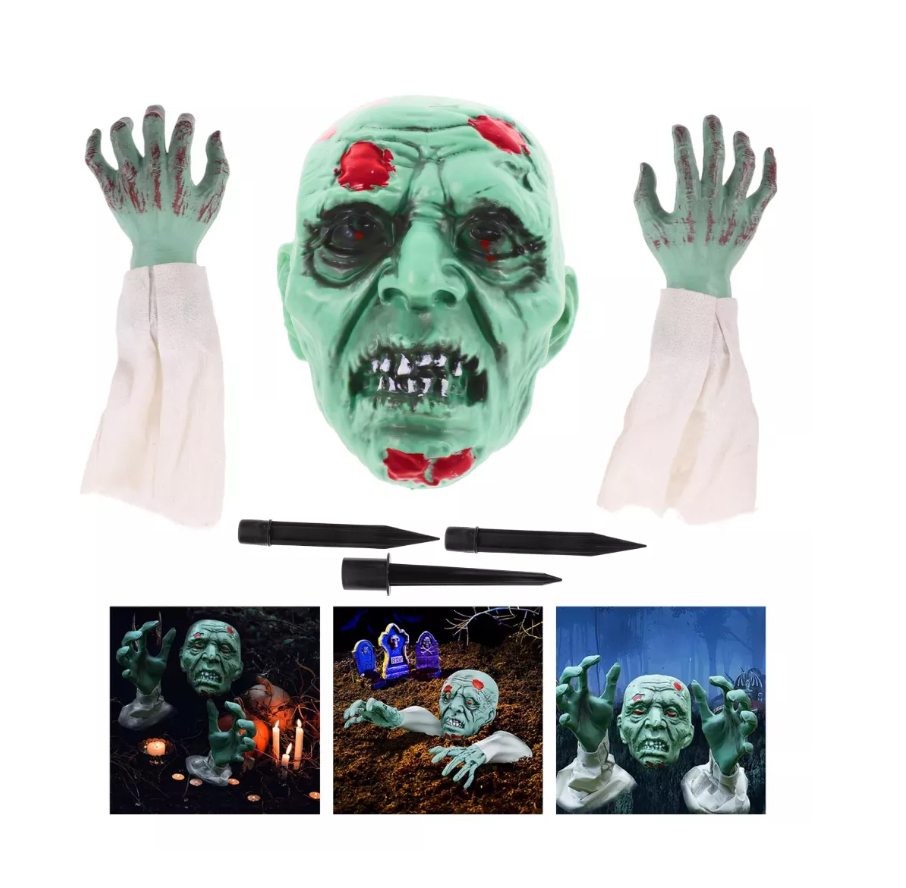 Decoración Halloween Terror Calaveras Y Esqueleto Manos Kit