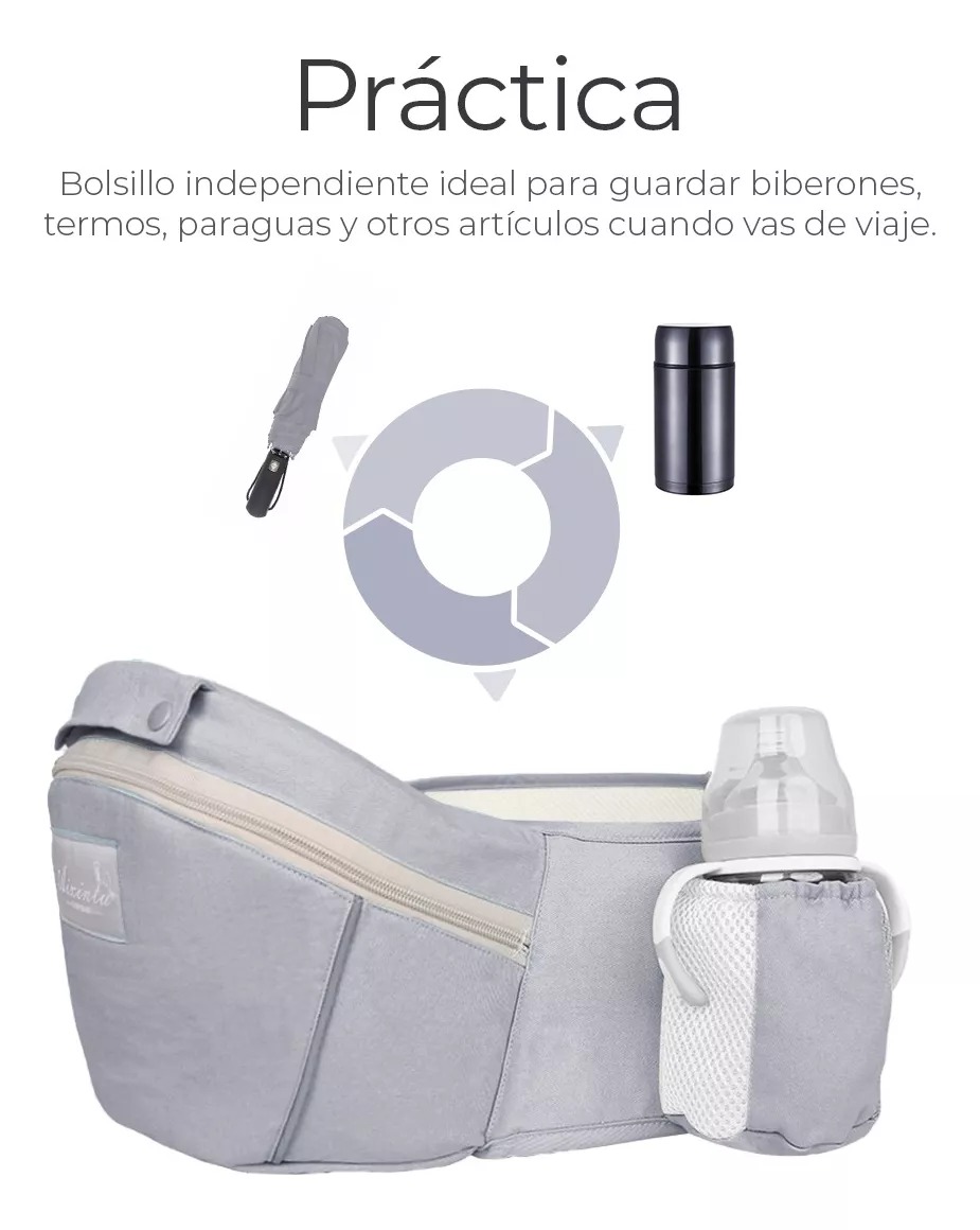 Cangurera Portabebé Raganet Mochila Multifuncional Con Asiento Bebé Color 