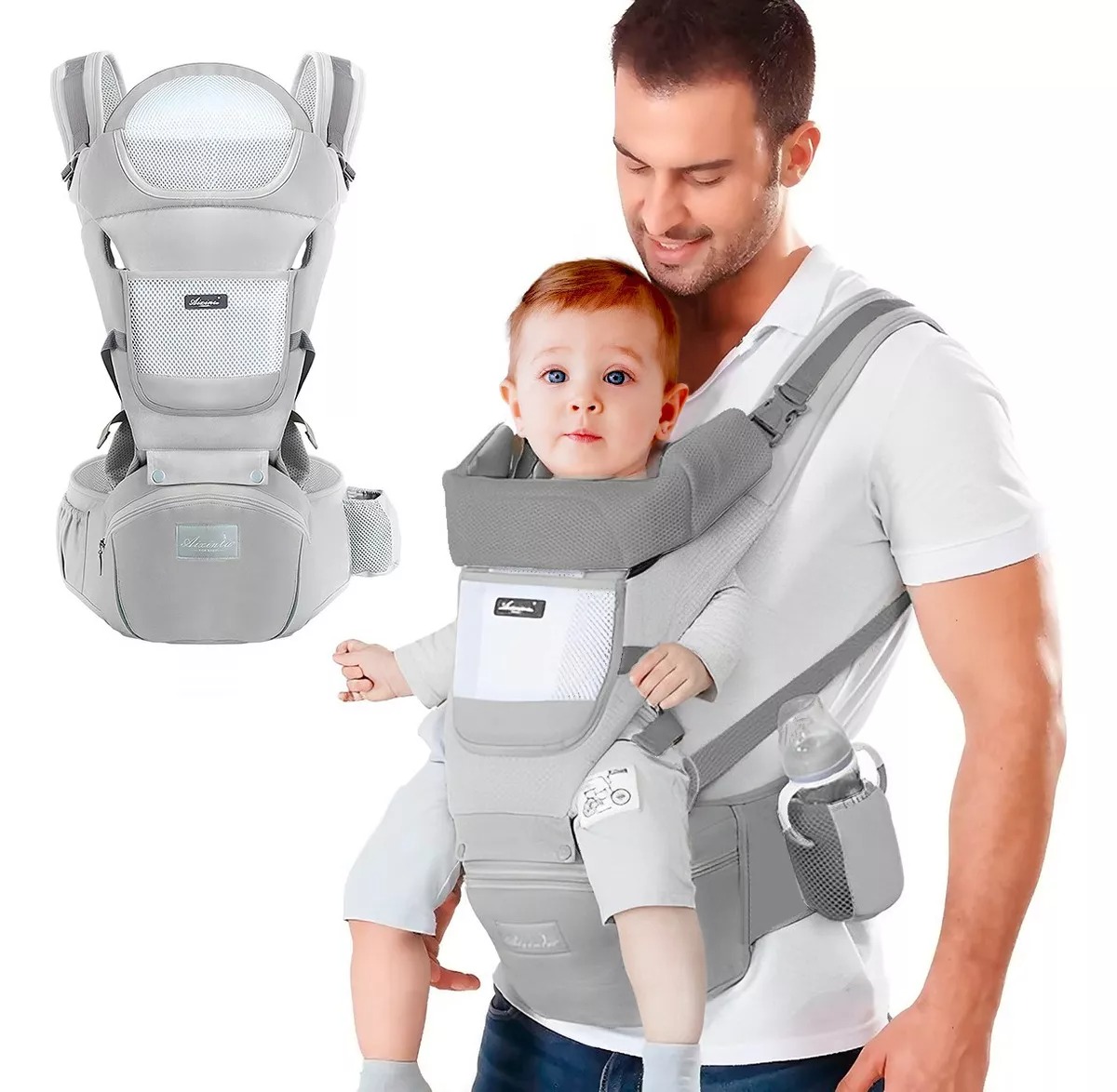 Cangurera Portabebé Raganet Mochila Multifuncional Con Asiento Bebé Color 