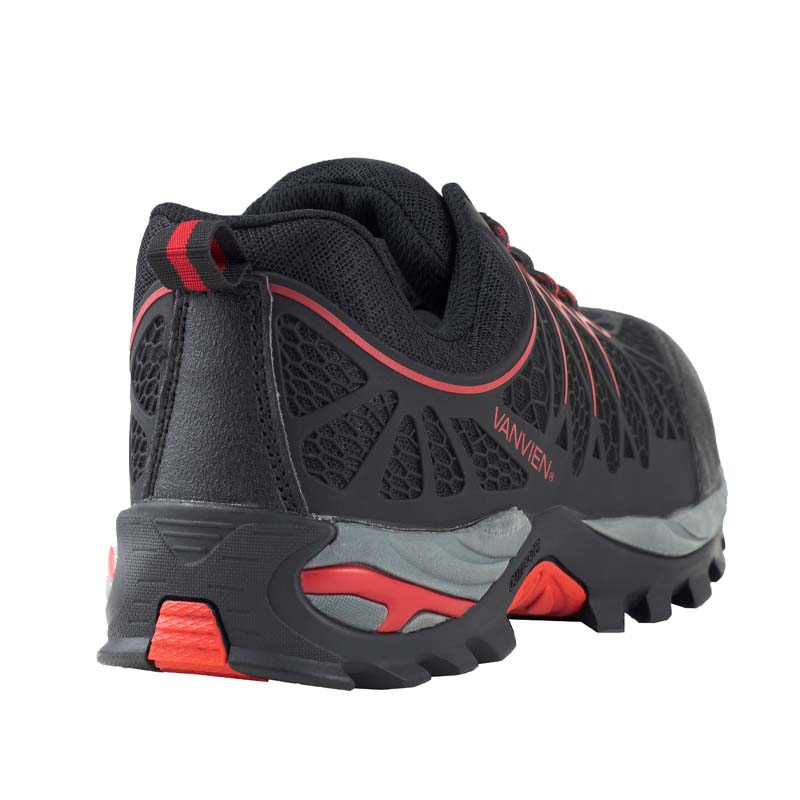 Tenis Industrial Casquillo Hombre Dieléctrico Van Vien VVFI0005 Negro Rojo (PP+D)