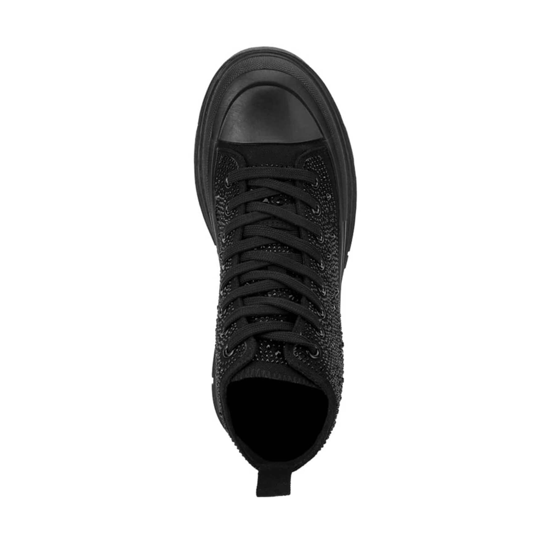 Tenis de bota para mujer, estilo urbano, con pedrería, color negro, marca Belinda Peregrin 1085335