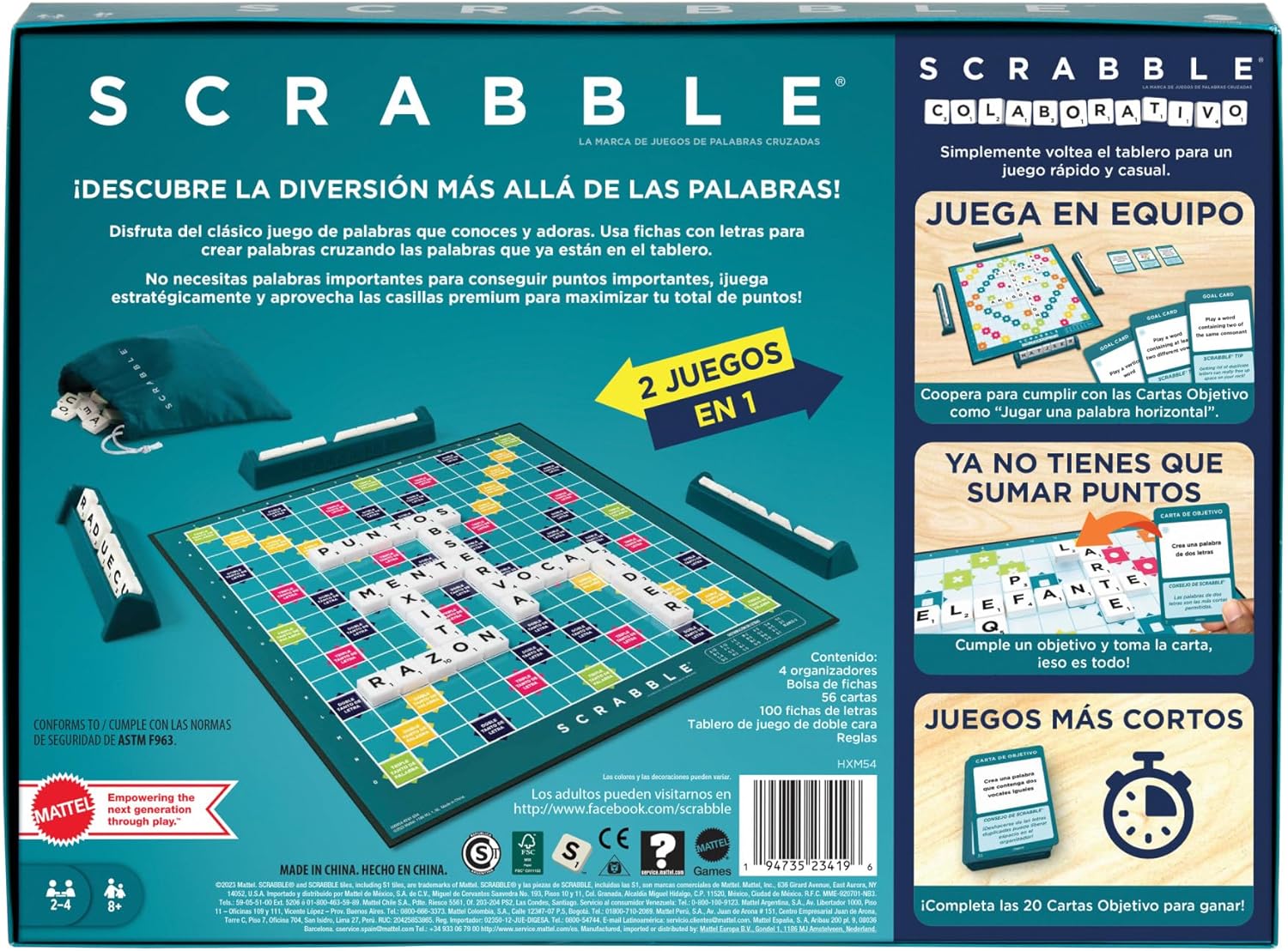 Juego De Mesa Scrabble 2 en 1 HXM54 Mattel