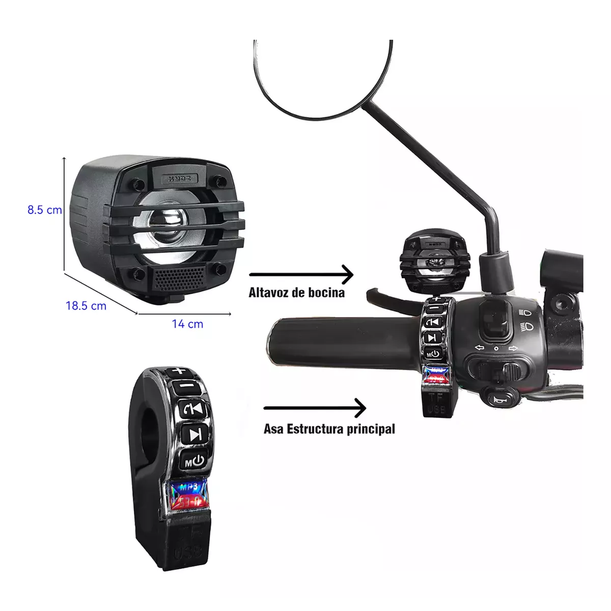 Bocinas Moto Bluetooth Amplificador Bluetooth Carga Universa