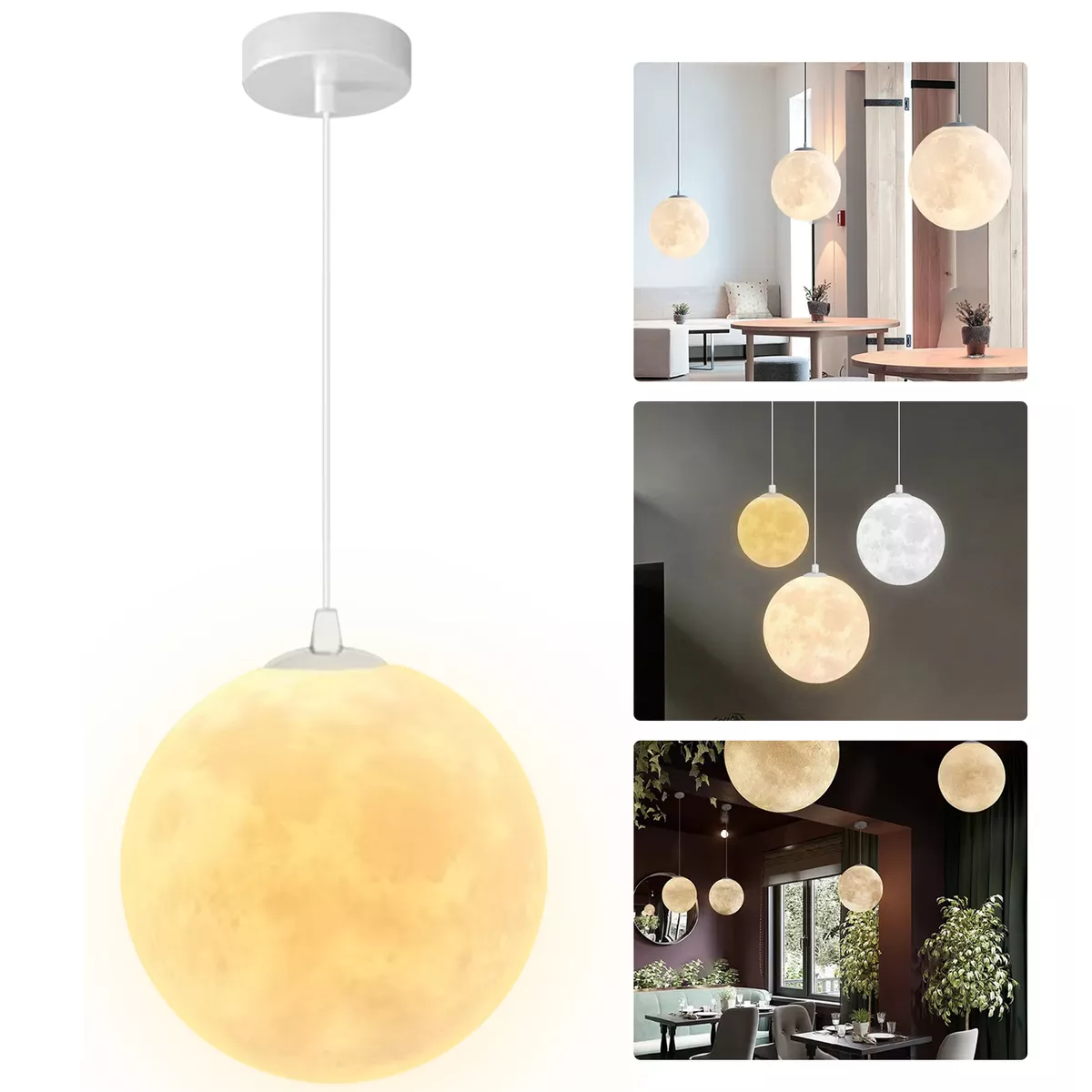 Lámpara Colgante De Techo Moderna De Luna Ajustable Tricolor