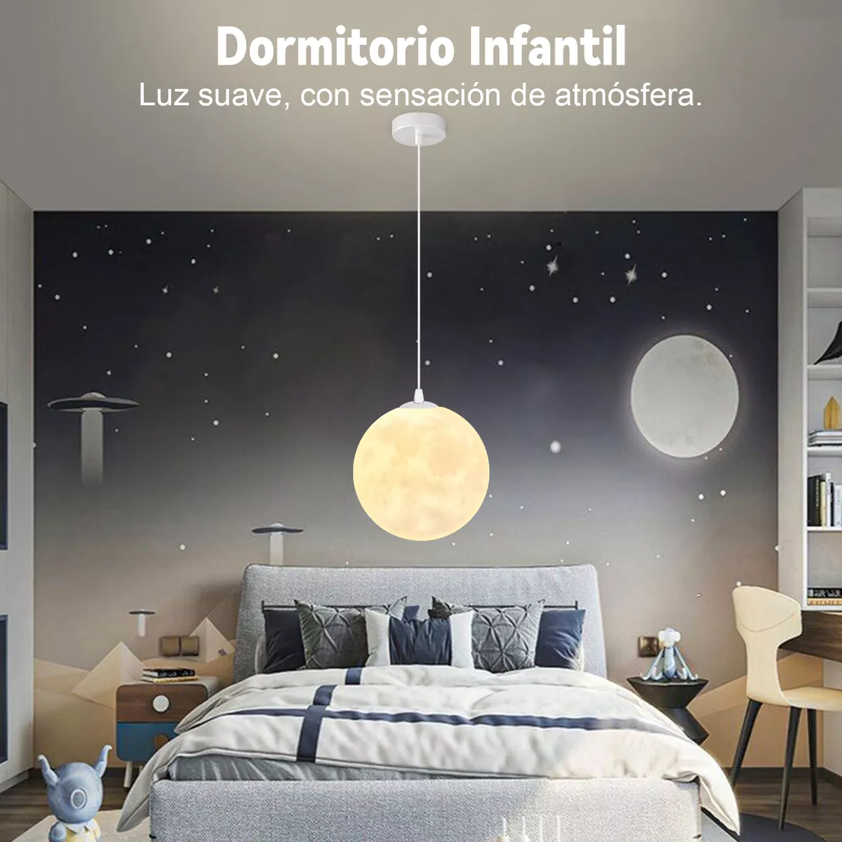 Lámpara Colgante De Techo Moderna De Luna Ajustable Tricolor