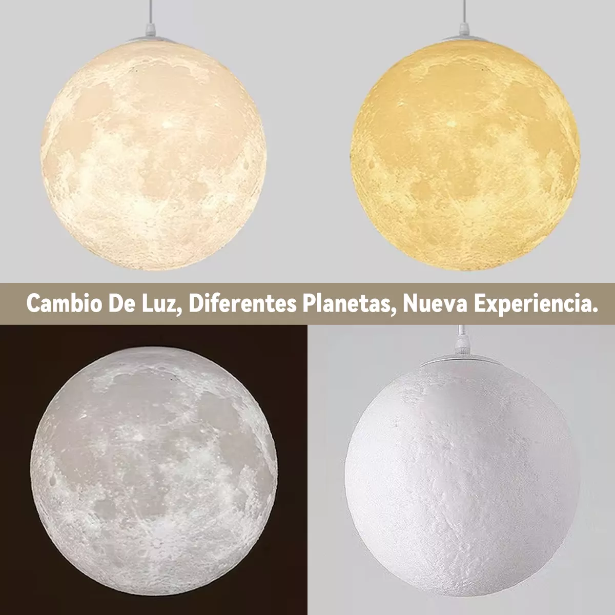 Lámpara Colgante De Techo Moderna De Luna Ajustable Tricolor