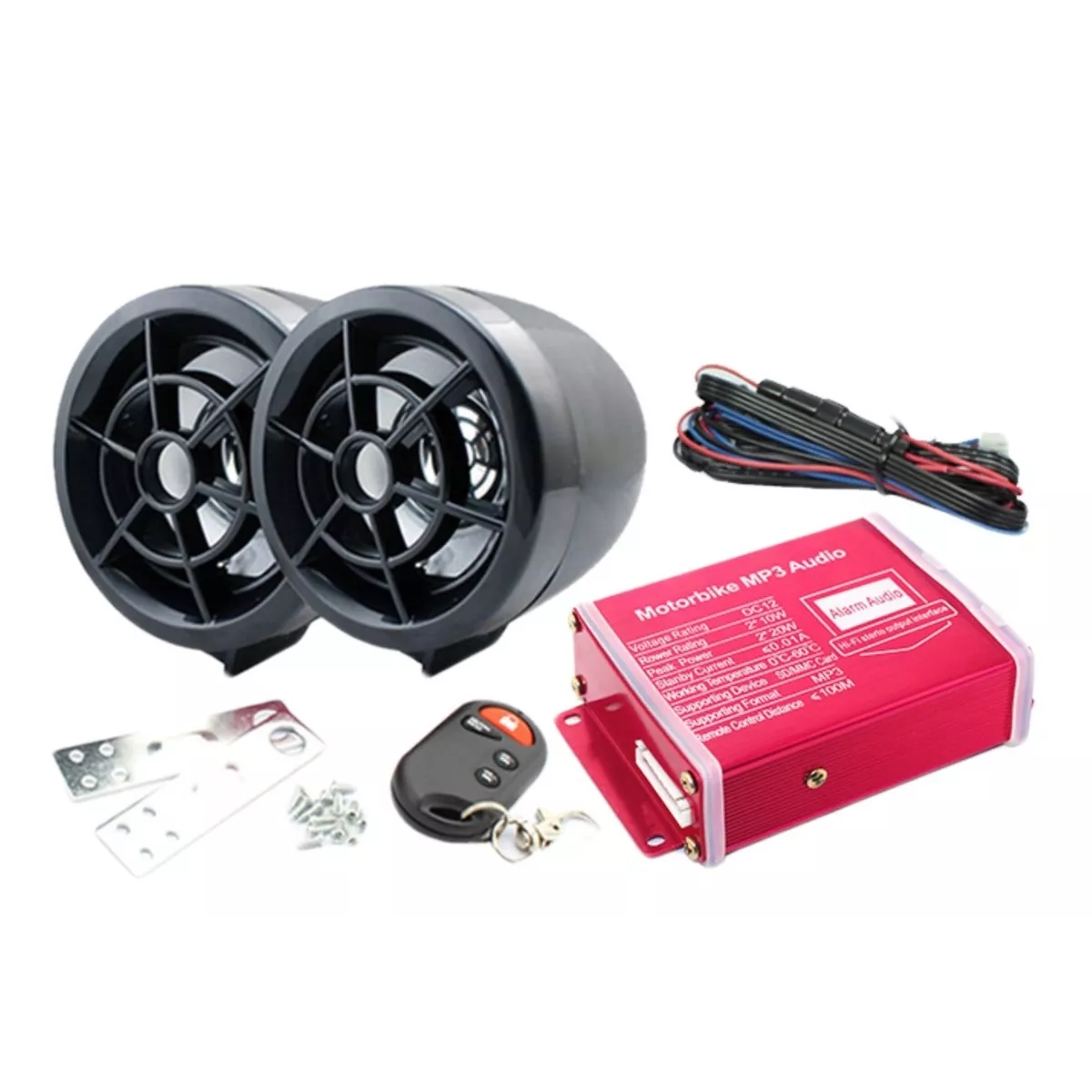Bocina Alarma Moto Estereo A Prueba De Agua Motocicleta Usb Negro