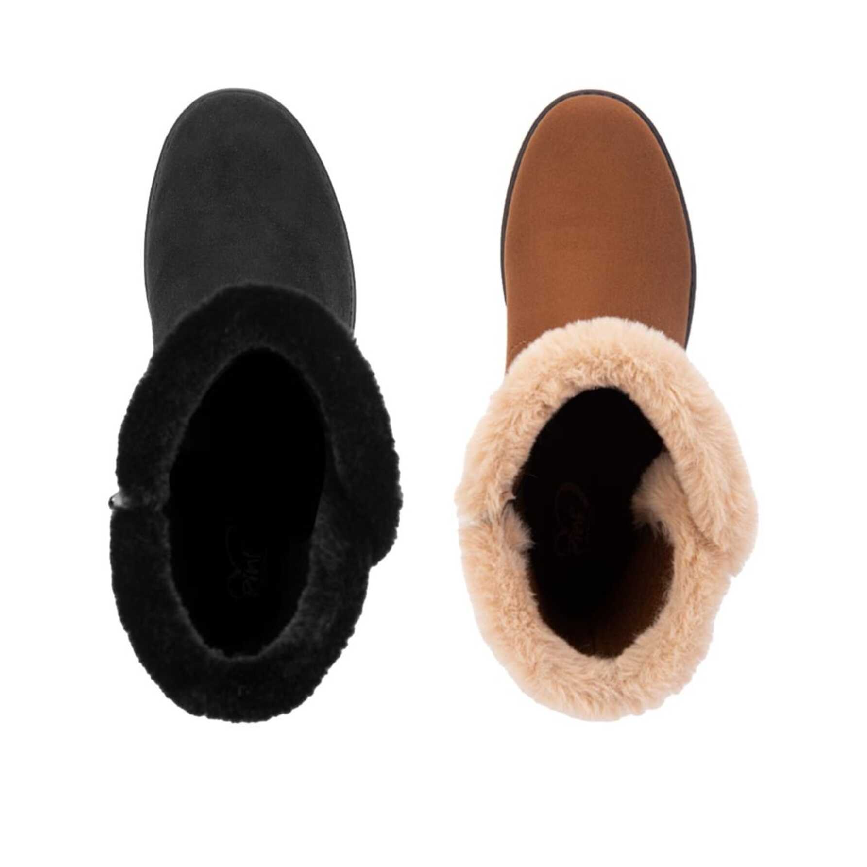 Kit de 2 pares de botas para mujer, con botones, cierre y forro de peluche, colores negro y café, marca PBPS, 1085475