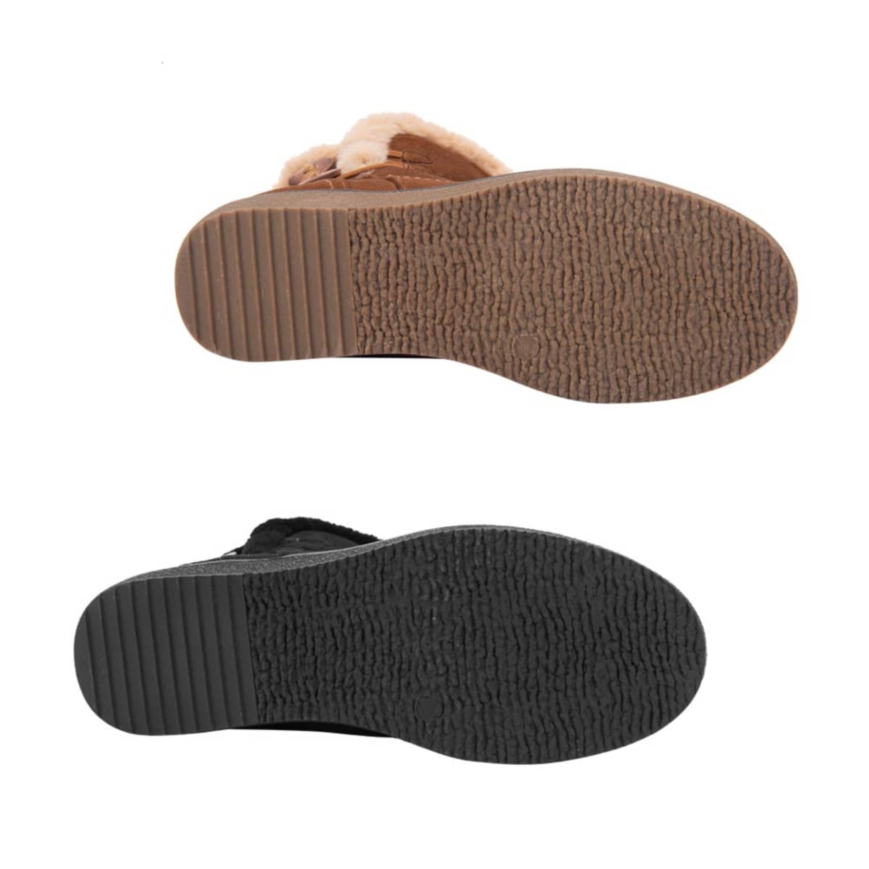 Kit de 2 pares de botas para mujer, con botones, cierre y forro de peluche, colores negro y café, marca PBPS, 1085475