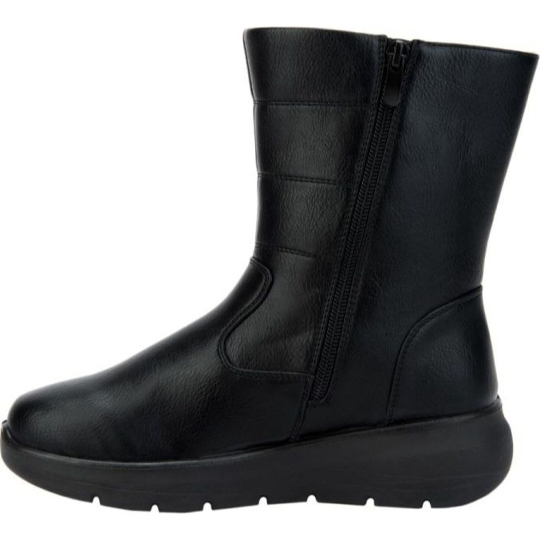 Bota para mujer, tipo confort, con detalle de botón y forro afelpado, color negro, marca Shosh, 1103857