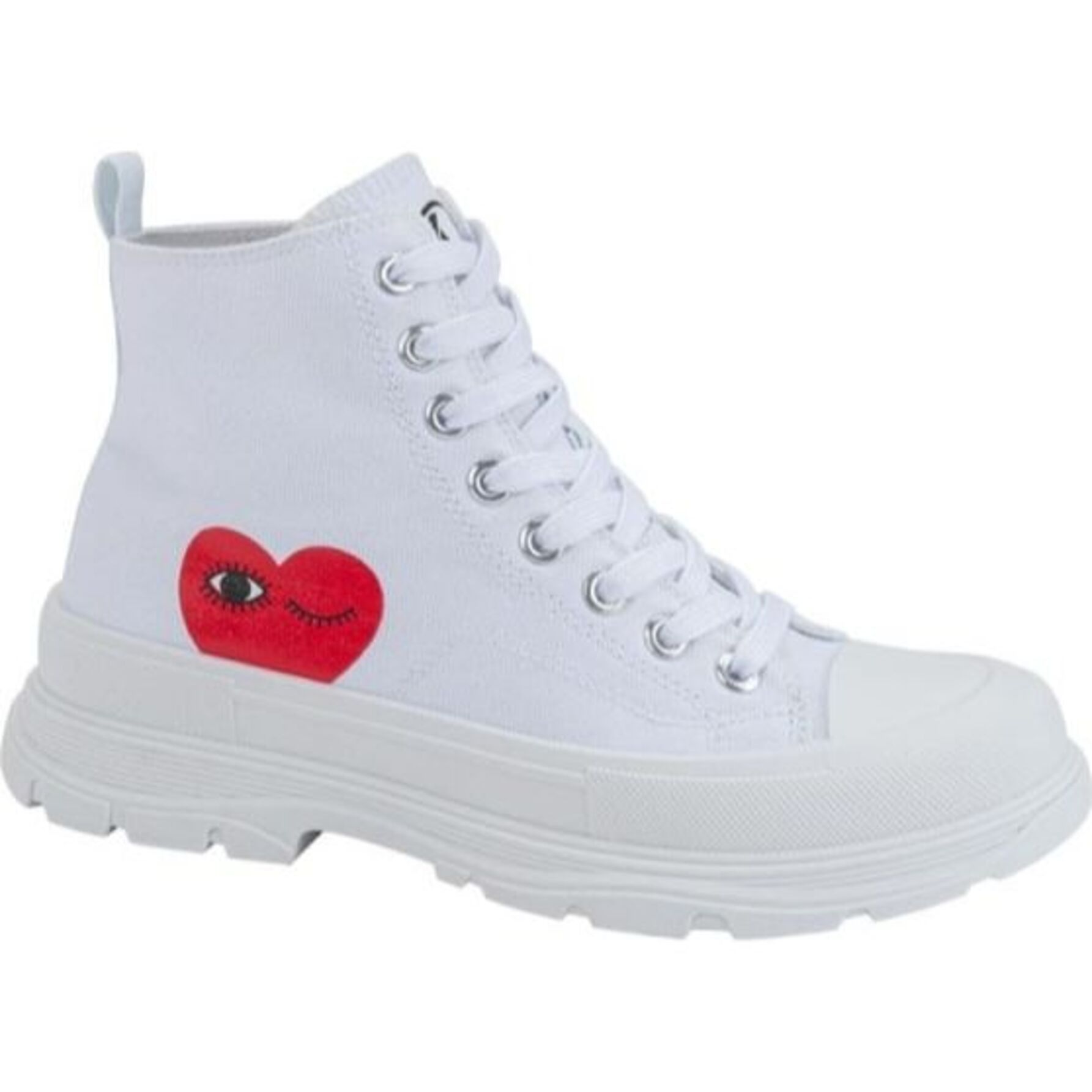 Tenis botín para mujer, con estampado de corazón, color blanco, estilo urbano 1106849