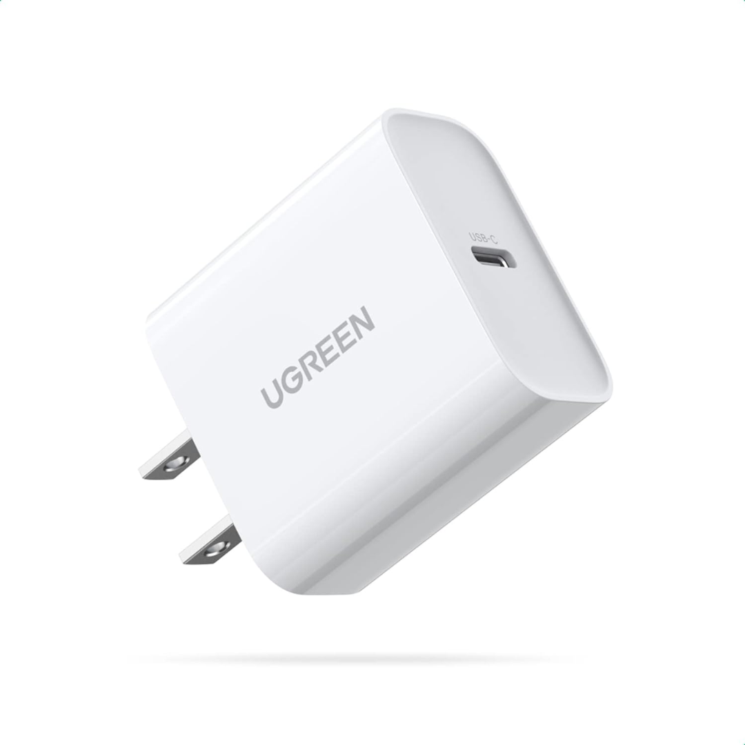 UGREEN Cargador USB C 20W, Carga Rápida, Compatible con iPhone 16, Galaxy S24, iPad Pro y más
