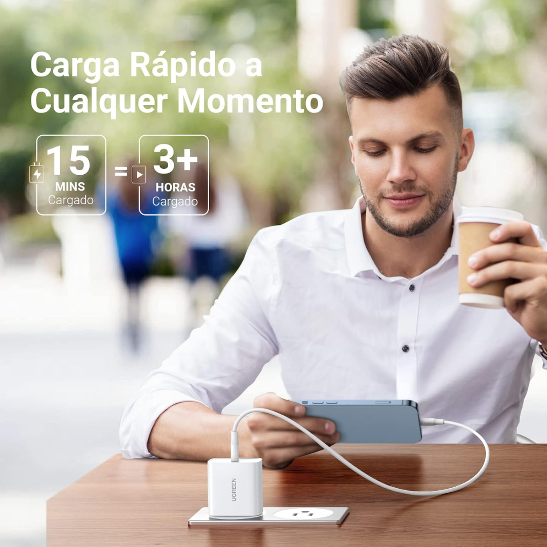 UGREEN Cargador USB C 20W, Carga Rápida, Compatible con iPhone 16, Galaxy S24, iPad Pro y más
