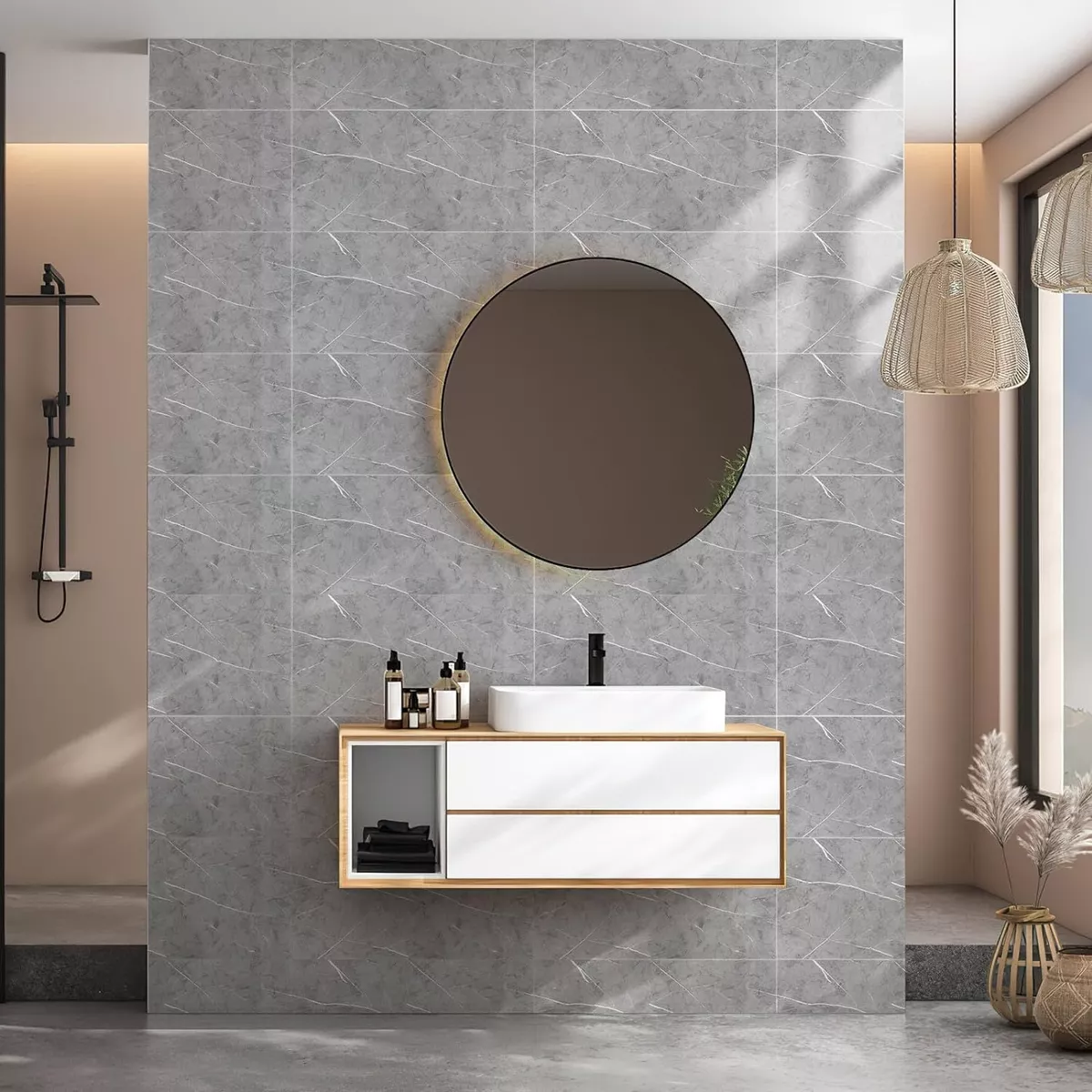 Paneles Autoadhesivos Pared Imitan Ladrillo De Mármol 20pcs Gris