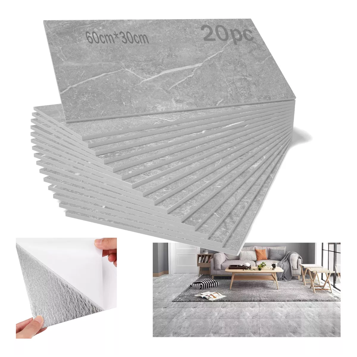 Paneles Autoadhesivos Pared Imitan Ladrillo De Mármol 20pcs Gris