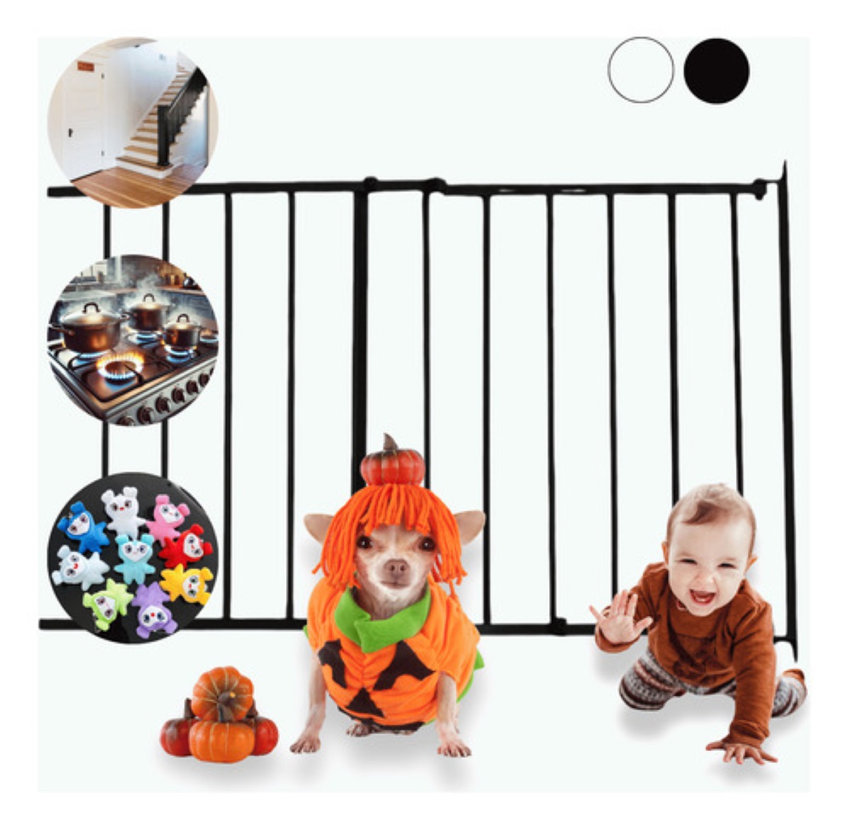 Puerta Reja Seguridad Bebes Escaleras Mascotas Expandible Bb negro