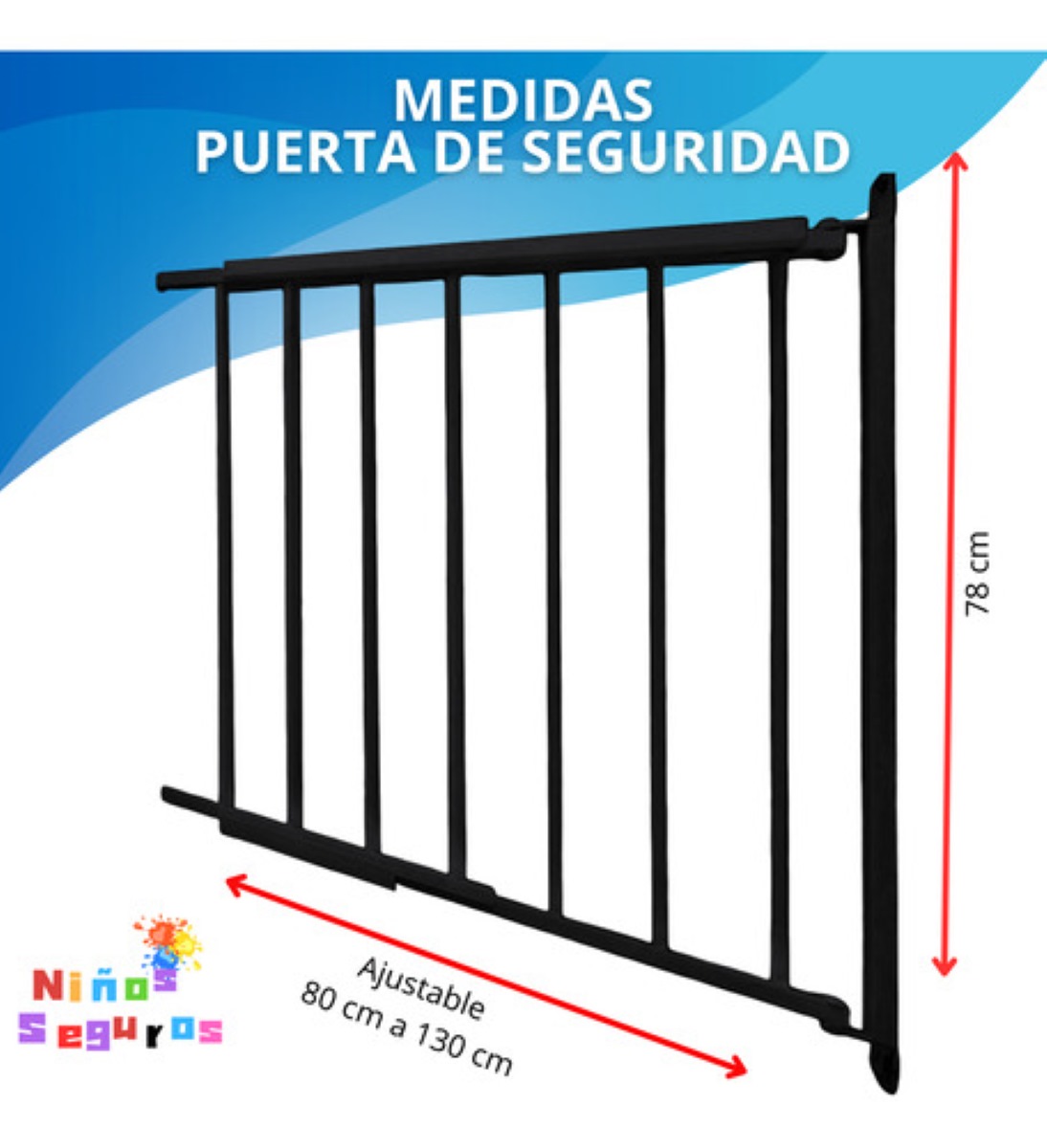 Puerta Reja Seguridad Bebes Escaleras Mascotas Expandible Bb negro