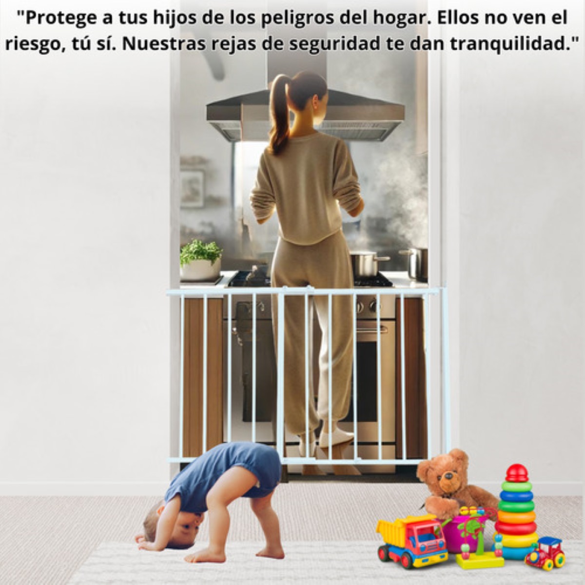 Puerta Reja Seguridad Bebes Escaleras Mascotas Expandible Bb negro