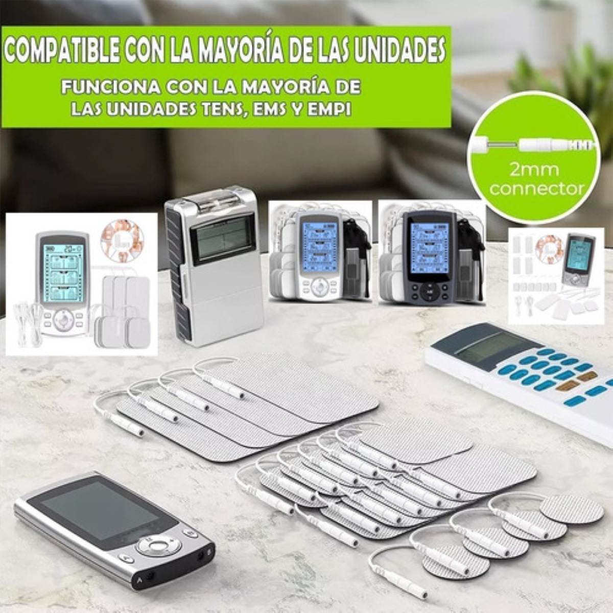 20 Parches De Electroestimulación + 2 Cables De Electrodos