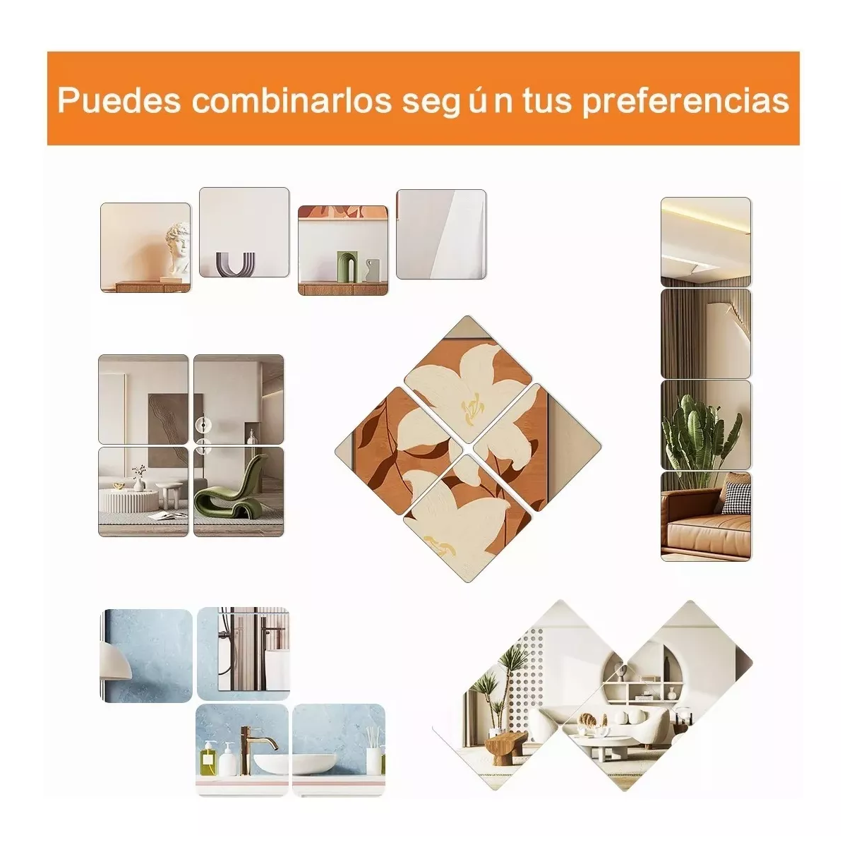 Espejos Pared Adhesivo Acrílico Decorativos Instillable 6pc