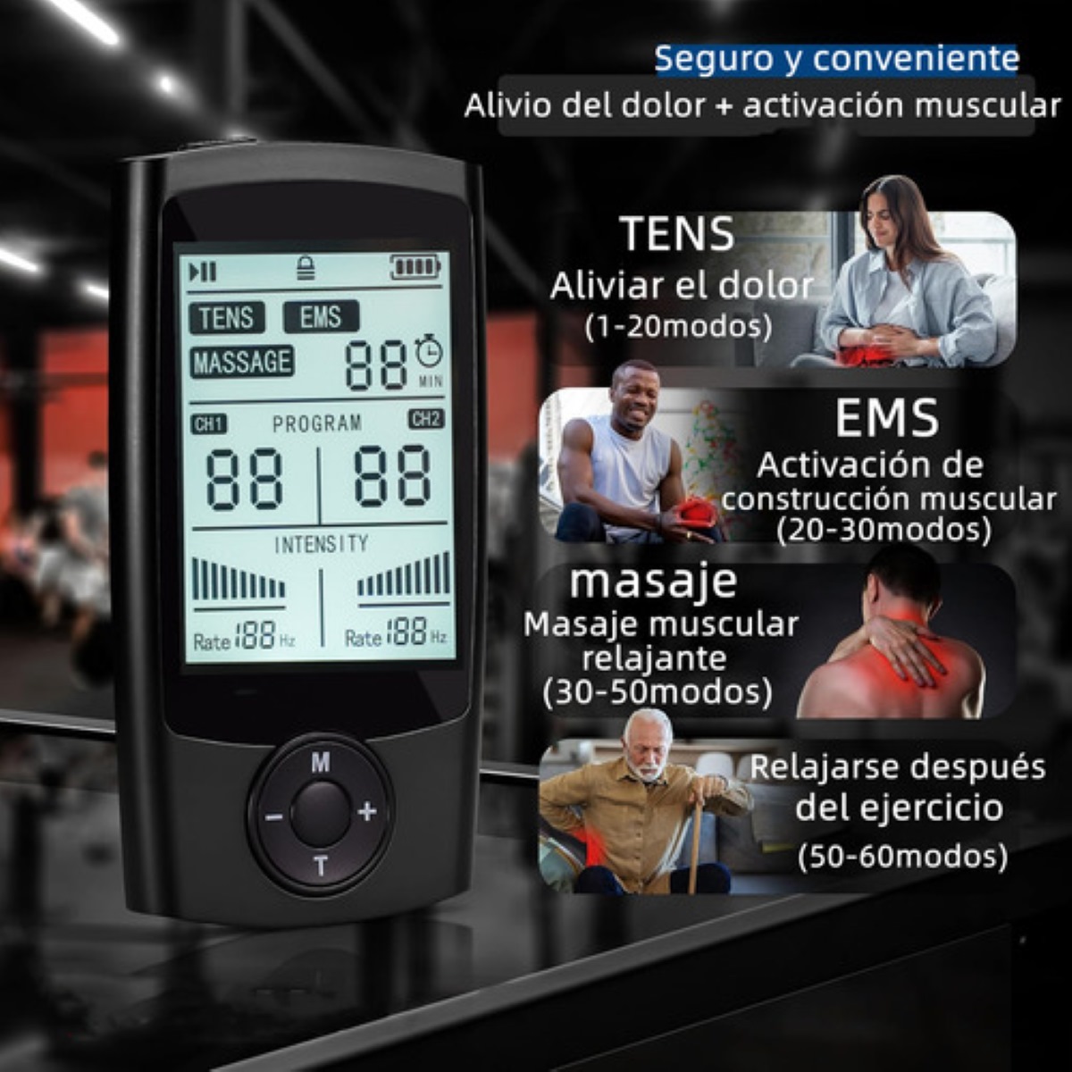 Tens/ems Electroestimulador Muscular Massage 60 Modos 10pads